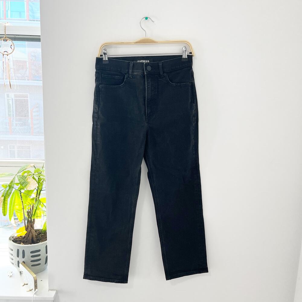 Express Straight Super High Rise Black Jeans Size 6